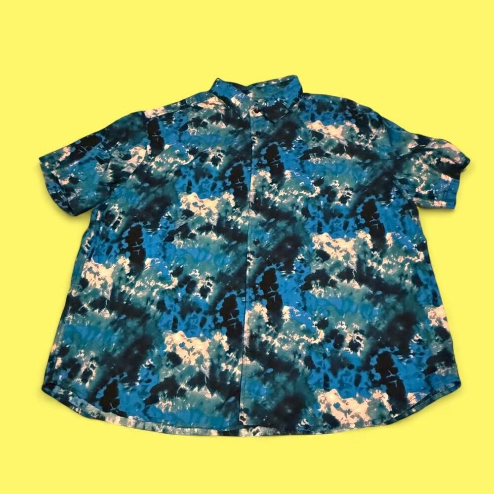 Original Use Blue & Pink Abstract Tie-Dye Button-Down Shirt Sz XXL